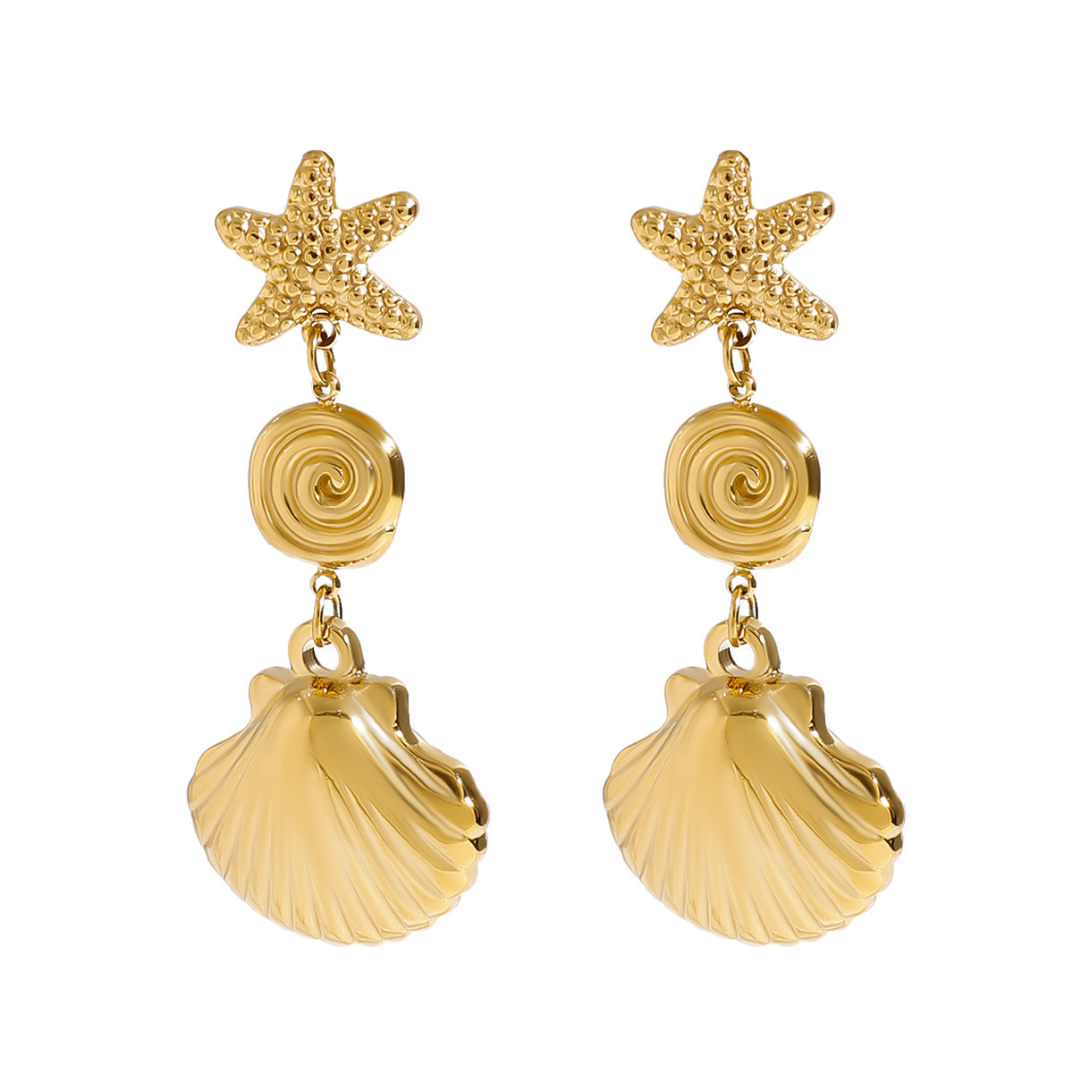 LILA STARFISH SHELL CHANDELIER EARRINGS