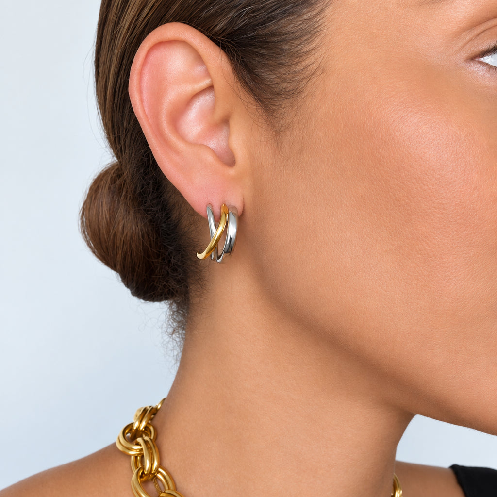 LENNOX MIXED METAL STUD EARRINGS