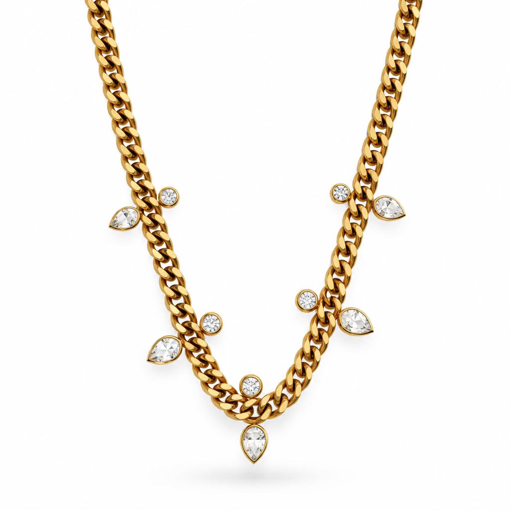 SKYE CRYSTAL CUBAN LINK NECKLACE