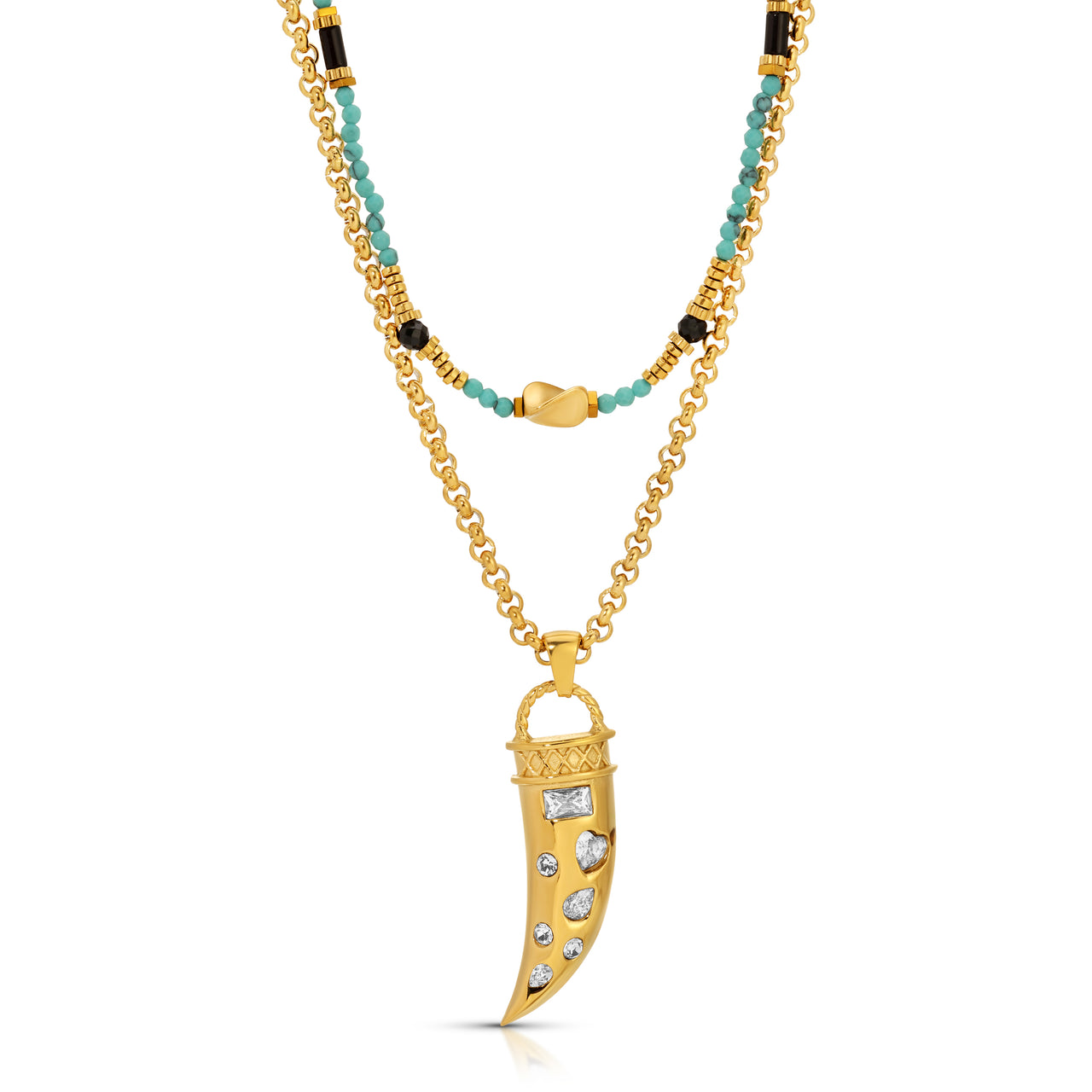 VIVIENNE BEAD AND TUSK NECKLACE SET