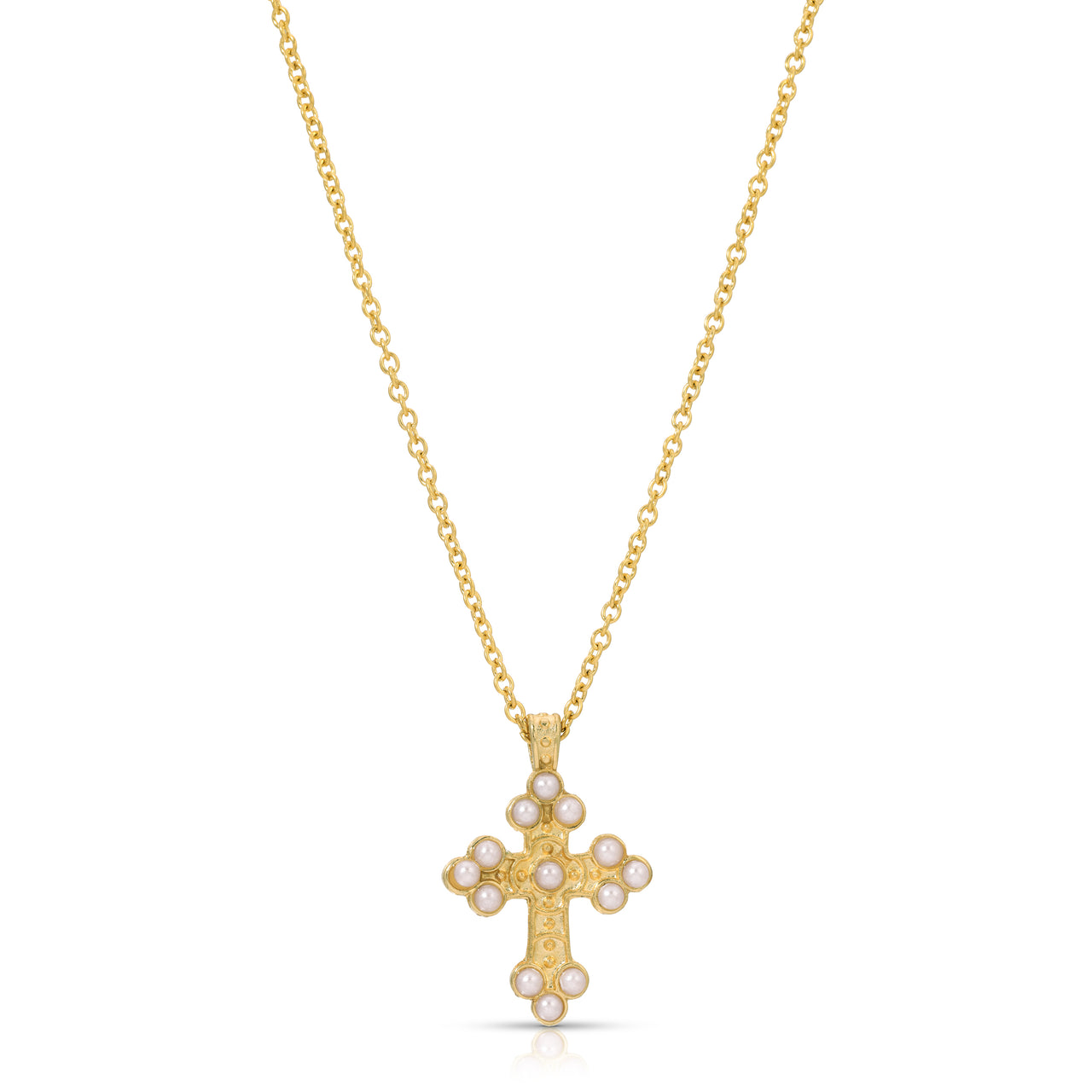 MARGARET PEARL CROSS NECKLACE