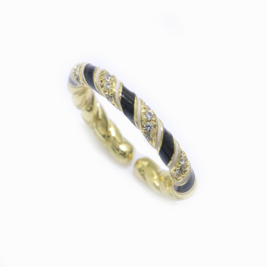 THE ENAMEL STRIPED PAVE STACKABLE RING